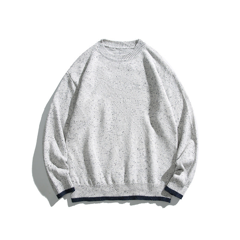 Unisex Oversize Strickpullover mit Rundhalsausschnitt, Kontrastbündchen und Melange‑Noppenstruktur Nord Taschen