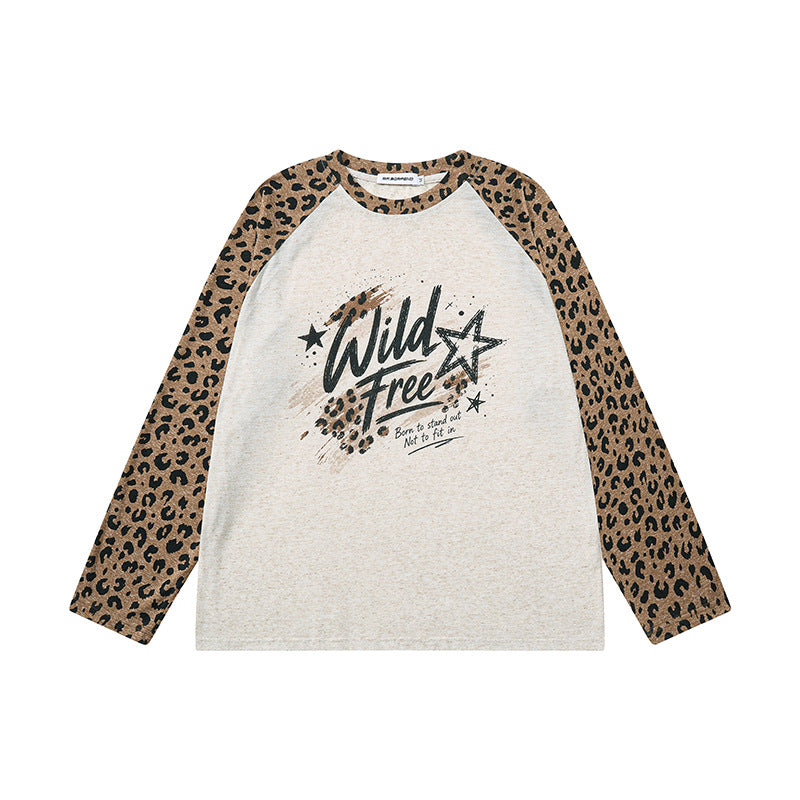 Damen Baumwoll-Langarmshirt im Raglanstil mit Leo-Ärmeln und Statement-Frontprint Nord Taschen