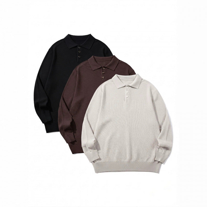 Unisex Boxy-Feinstrick-Poloshirt mit Henley-Knopfleiste, Rippbündchen und Raglanärmeln Nord Taschen