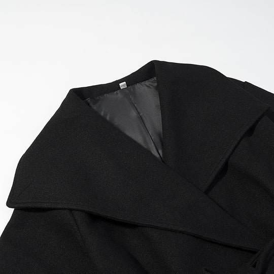 Damen Kurzer Wollmix-Mantel mit weitem Schalkragen und Taillengürtel Nord Taschen