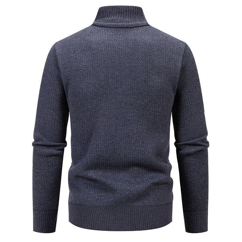 Herren Strukturierte Strickzipjacke mit Waffelstruktur, Stehkragen und Reißverschlusstaschen Nord Taschen