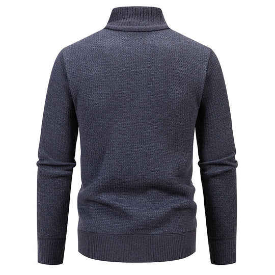 Herren Strukturierte Strickzipjacke mit Waffelstruktur, Stehkragen und Reißverschlusstaschen Nord Taschen