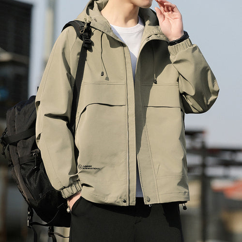Herren Leichte Kapuzen-Utility-Windjacke mit großen Pattentaschen und elastischen Bündchen Nord Taschen