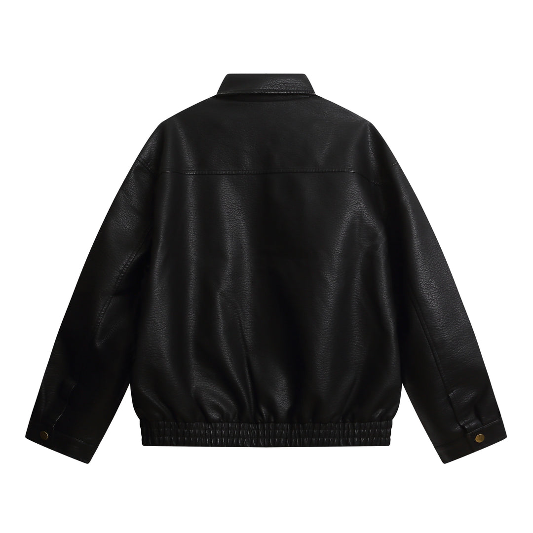 Damen Kurz geschnittene Kunstlederjacke im Oversized‑Look mit Pattentaschen Nord Taschen