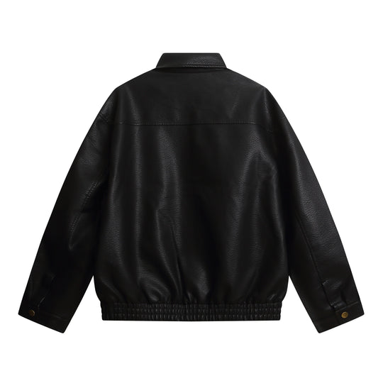Damen Kurz geschnittene Kunstlederjacke im Oversized‑Look mit Pattentaschen Nord Taschen