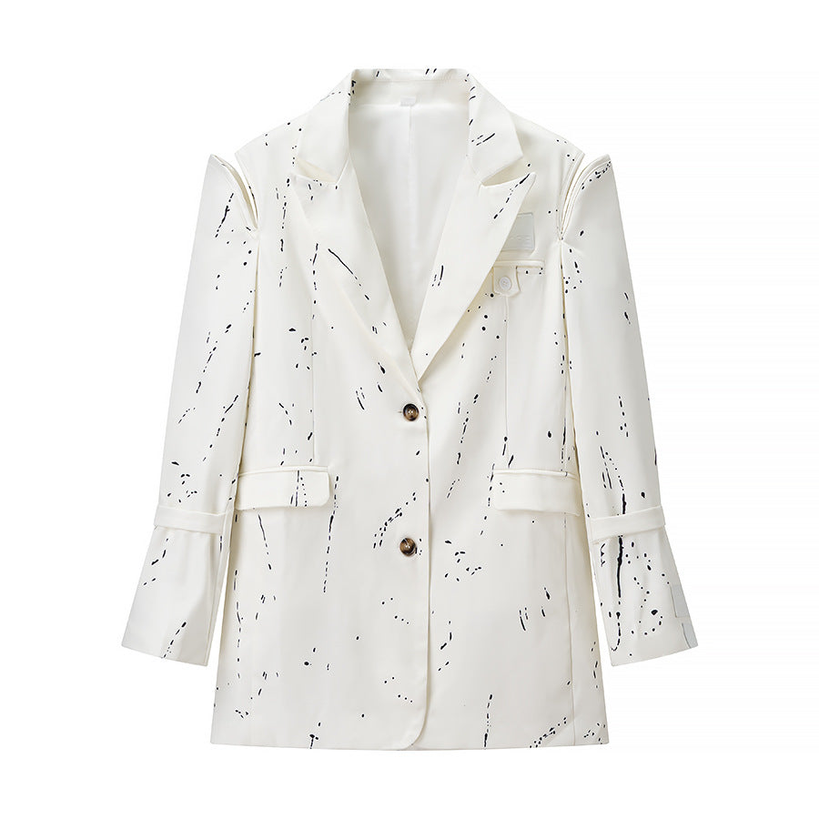 Damen Oversize-Blazer mit Cut-Out-Schultern und Paint‑Splatter‑Optik Nord Taschen