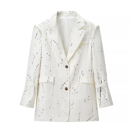 Damen Oversize-Blazer mit Cut-Out-Schultern und Paint‑Splatter‑Optik Nord Taschen