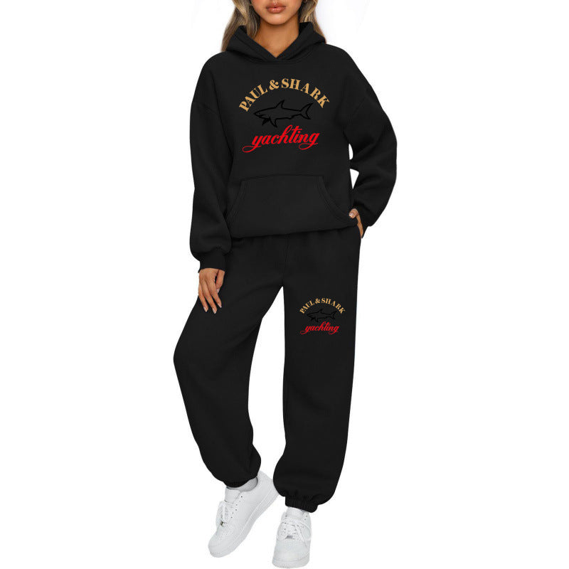 Damen oversized Hoodie und Jogginghose Set mit Kapuze Kängurutasche und gerippten Bündchen Nord Taschen