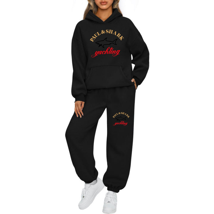 Damen oversized Hoodie und Jogginghose Set mit Kapuze Kängurutasche und gerippten Bündchen Nord Taschen