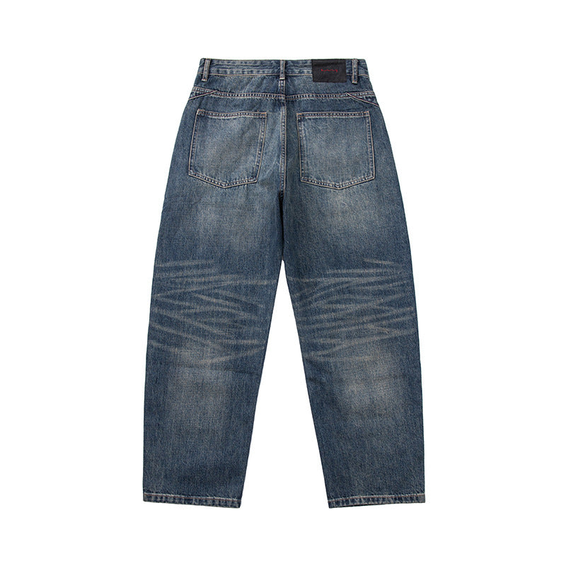 Damen High‑Waist Relaxed-Fit Jeans mit markanter Mittelnaht und Used‑Waschung Nord Taschen