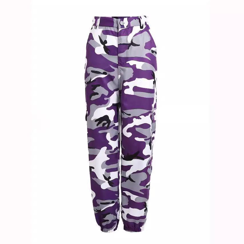 Damen Cargo-Jogginghose mit Camouflage-Muster und elastischen Bündchen Nord Taschen