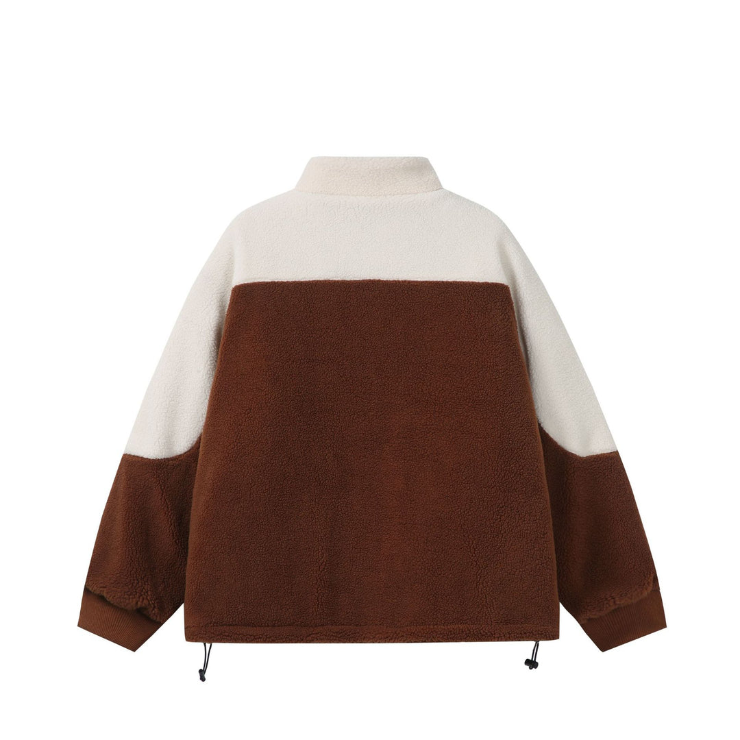 Unisex Oversize Sherpa-Fleecejacke mit Stehkragen und Frontzip Nord Taschen
