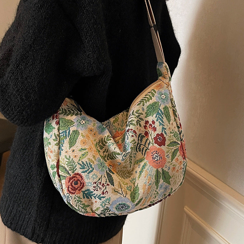 Damen Umhängetasche mit floralem Jacquard-Muster Nord Taschen