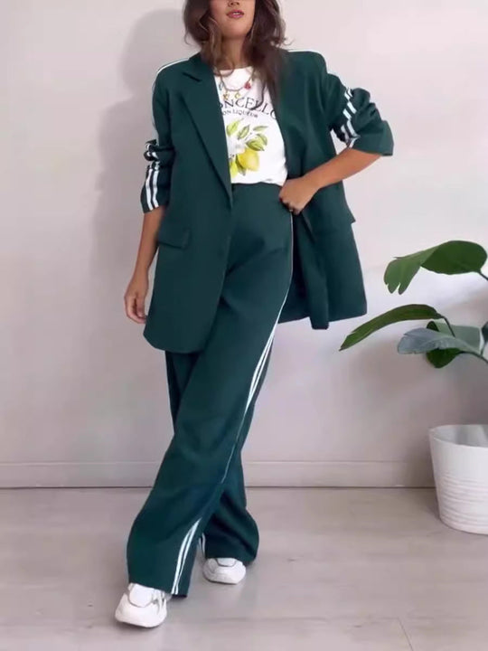 Damen elegantes Blazer-Set mit sportlichen Akzenten und weitem Schnitt Nord Taschen