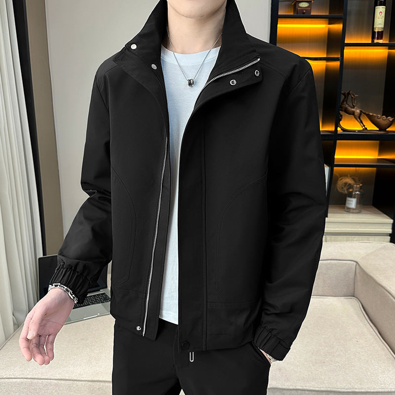 Herren Leichter Utility-Canvas-Blouson mit Stehkragen und elastischen Bündchen Nord Taschen