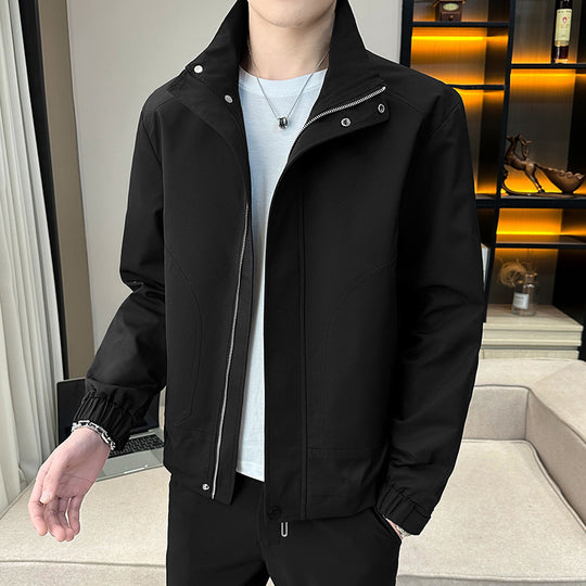 Herren Leichter Utility-Canvas-Blouson mit Stehkragen und elastischen Bündchen Nord Taschen