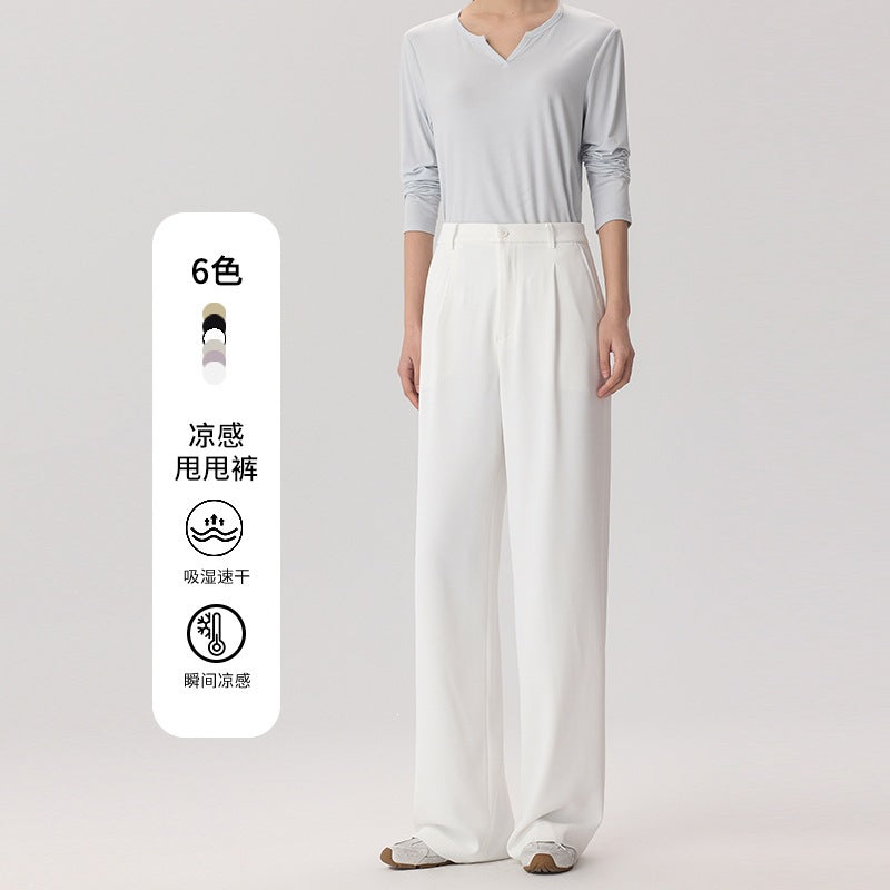 Damen Weite Hochtaillierte Satinhose mit Bundfalten und Eingrifftaschen Nord Taschen