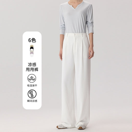 Damen Weite Hochtaillierte Satinhose mit Bundfalten und Eingrifftaschen Nord Taschen