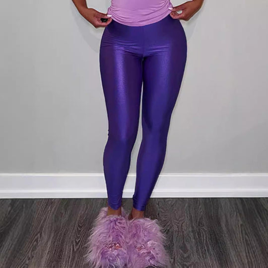 Damen Hochwertige Shiny Leggings mit hohem Bund und perfekter Passform - Arvani