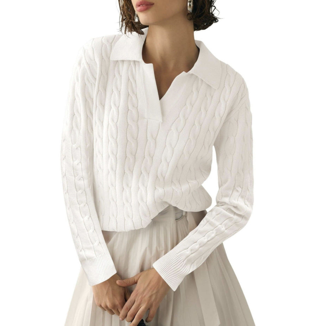 Damen Poloshirt mit Strickmuster und kontrastierenden Akzenten