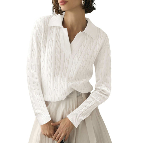 Damen Poloshirt mit Strickmuster und kontrastierenden Akzenten