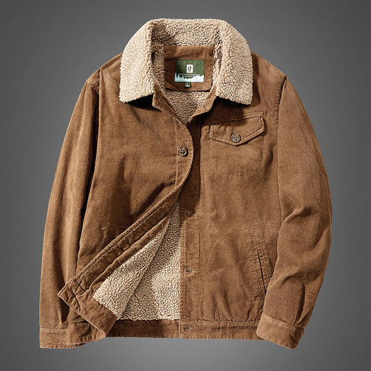 Herren Bequeme Cordjacke mit Teddyfutter Nord Taschen