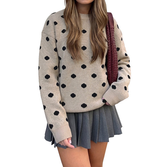 Damen Modischer Strickpullover mit Punkten Nord Taschen