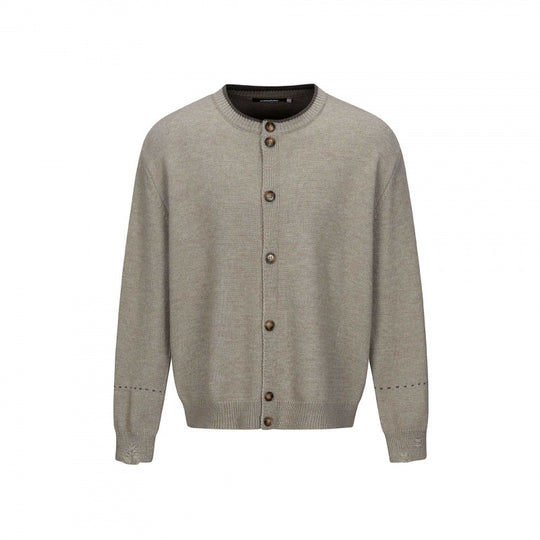 Unisex Boxy Strick-Cardigan mit Rundhals, durchgehender Knopfleiste und gerippten Abschlüssen Nord Taschen