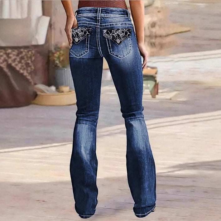 Damen Bootcut-Jeans mit kontrastierenden Ziernähten und sculptendem Stretchbund Nord Taschen