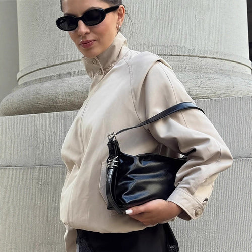 Damen Leichter taillierter Cropped-Bomber mit hohem Stehkragen und Raglanärmeln Nord Taschen