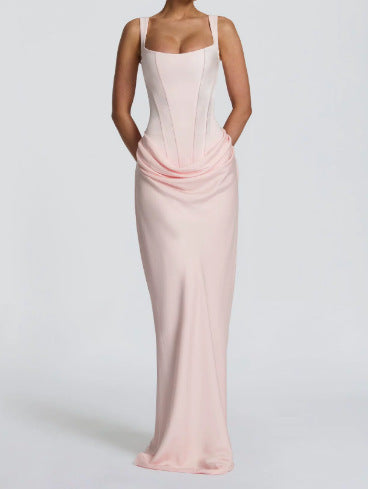 Damen Elegantes Maxikleid mit tiefem V-Ausschnitt und seitlichem Schlitz