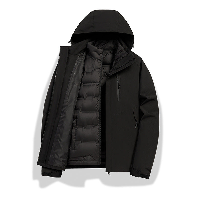 Damen 2-in-1 wasserdichte Winterjacke mit abnehmbarer Daunen-Innenweste Nord Taschen