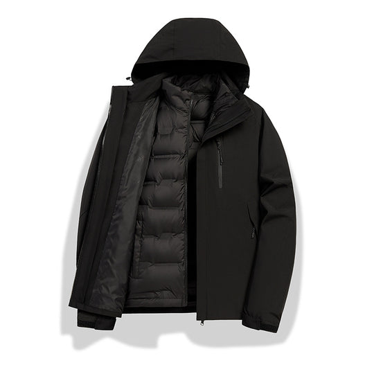 Damen 2-in-1 wasserdichte Winterjacke mit abnehmbarer Daunen-Innenweste Nord Taschen