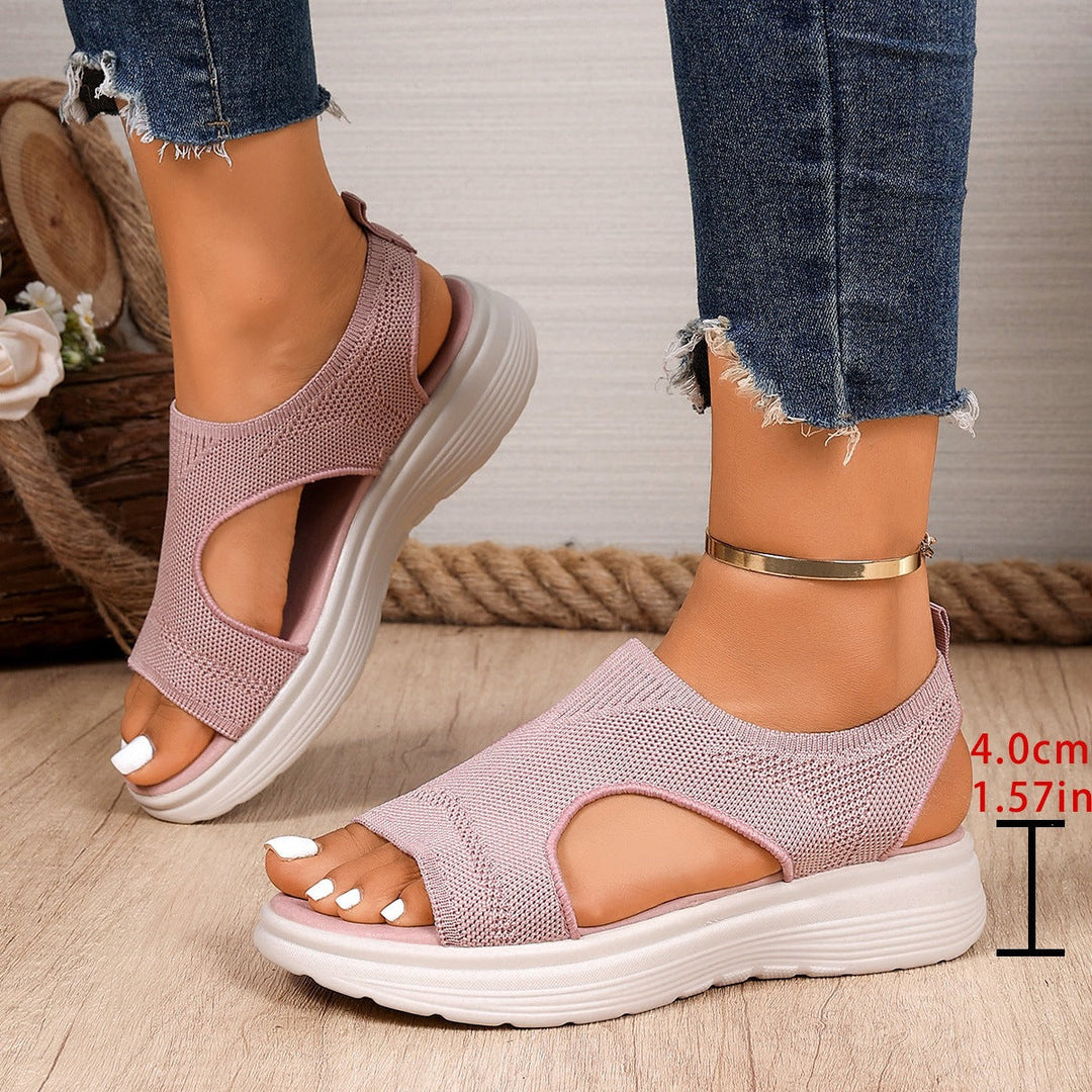 Damen Komfortable Keilsandalen mit atmungsaktiver Obermaterialstruktur und flexiblem Fußbett