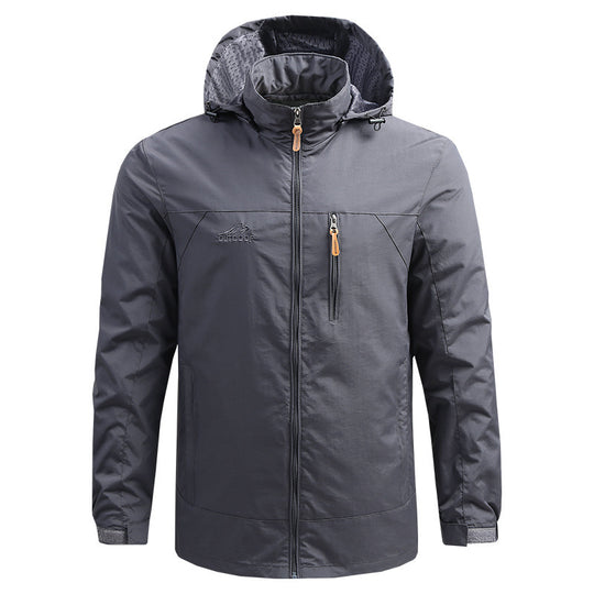 Herren Leichte atmungsaktive Outdoorjacke mit Kapuze, Brust-Reißverschluss und windabweisender Shell Nord Taschen