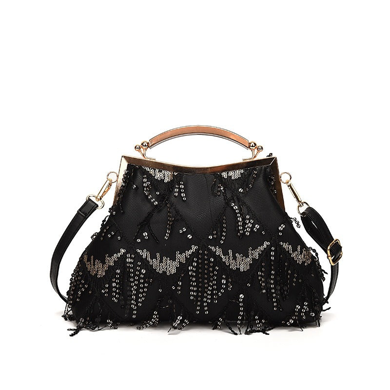 Damen Glamouröse Handtasche mit Fransen und Strass Nord Taschen