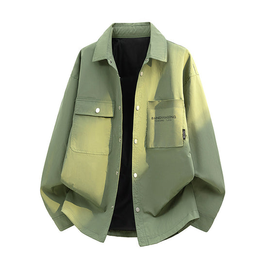 Herren Oversize-Utility-Hemdjacke mit Druckknopfleiste und großen aufgesetzten Taschen Nord Taschen