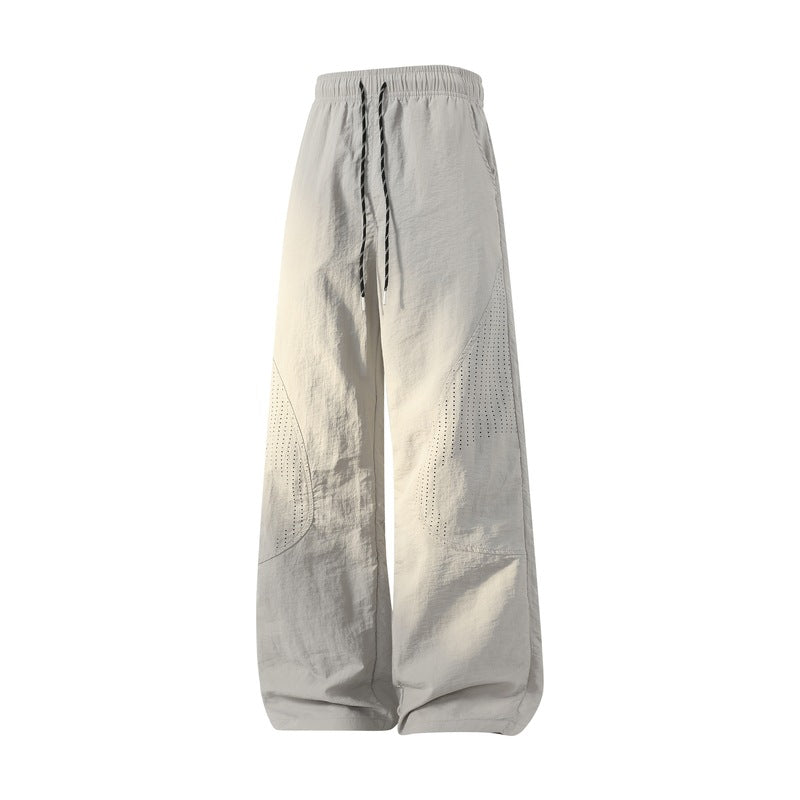 Damen Weite Baggy-Leinenoptik-Hose mit Tunnelzug, perforierten Einsätzen & Relaxed-Silhouette Nord Taschen
