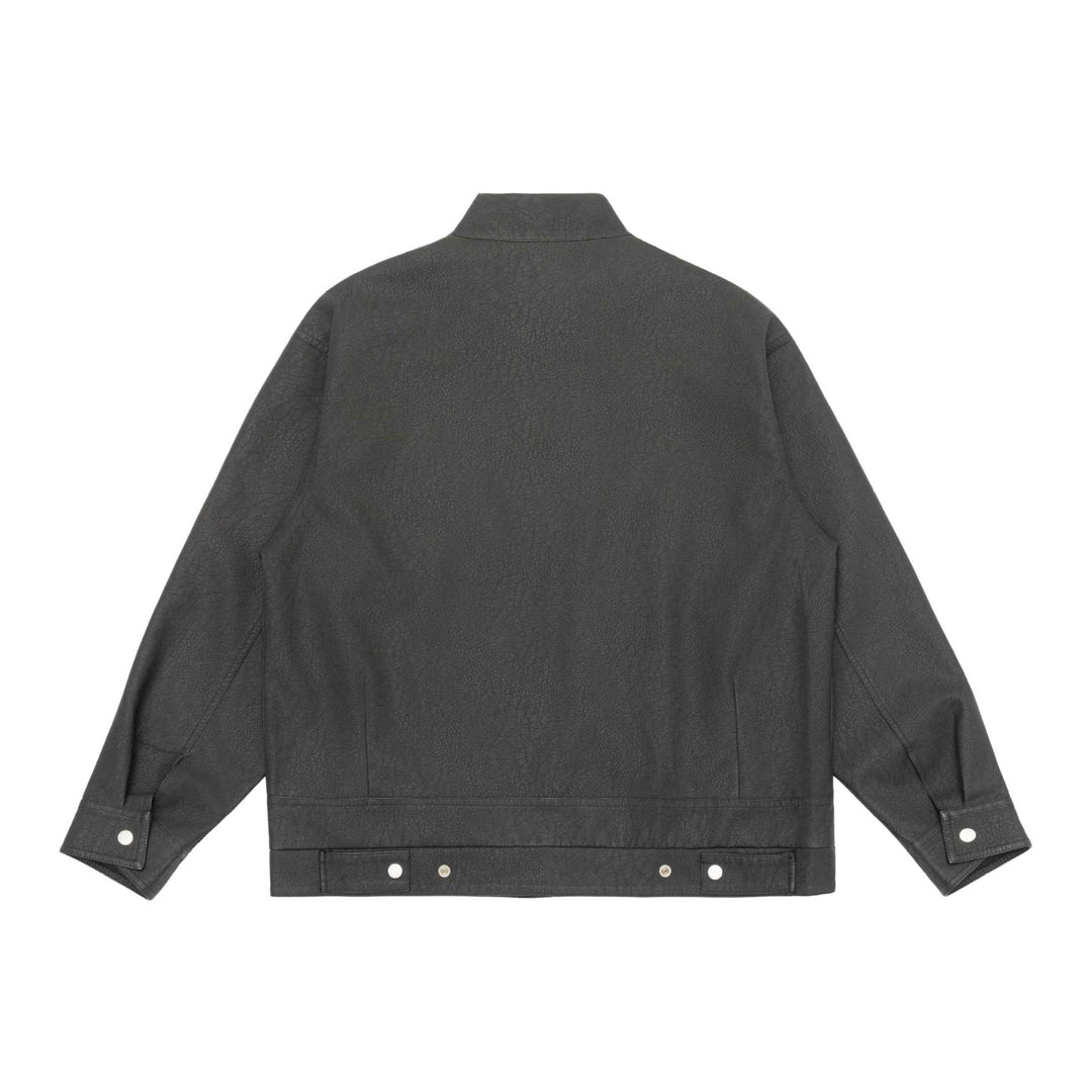 Unisex Boxy-Kunstleder-Blousonjacke mit Stehkragen und aufgesetzten Pattentaschen Nord Taschen