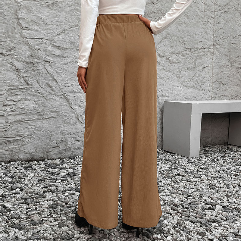 Damen Weite High-Waist-Hose mit Paperbag-Bund und Bindegürtel Nord Taschen