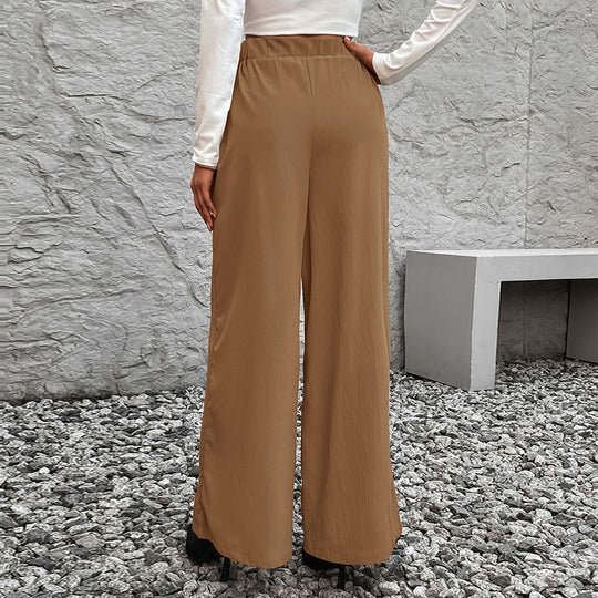 Damen Weite High-Waist-Hose mit Paperbag-Bund und Bindegürtel Nord Taschen