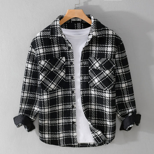 Herren Karierter Overshirt mit gesteppter Kapuze und Thermofutter Nord Taschen