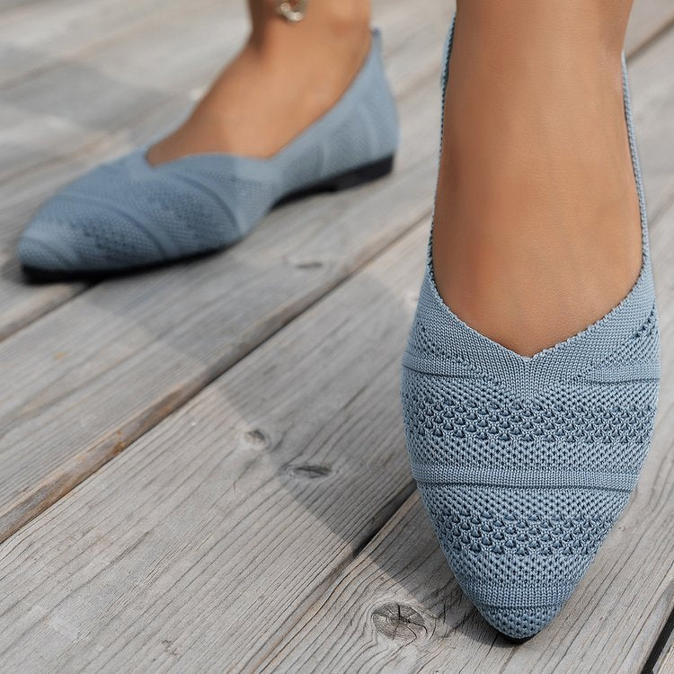 Damen Spitzer Ballerinas aus atmungsaktivem Strickmaterial mit flexibler Sohle - Vittorelli