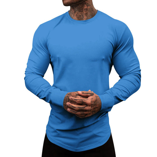 Herren Langarmshirt aus weichem, elastischem Baumwollmix mit Rundhalsausschnitt