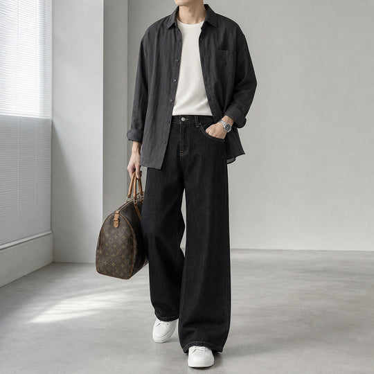 Damen High-Waist Culotte-Jeans aus Denim mit weitem Bein Nord Taschen
