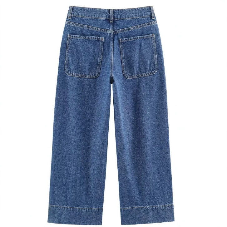 Damen Hochtaillierte Culotte-Hose mit weitem Bein und dekorativem Taillengürtel Nord Taschen