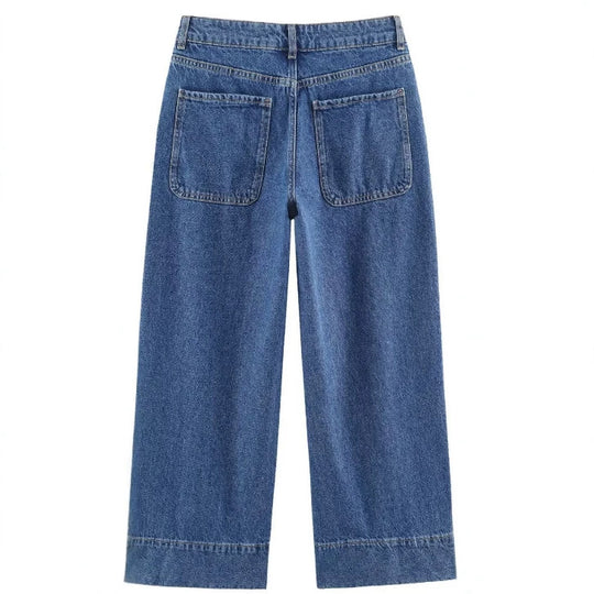 Damen Hochtaillierte Culotte-Hose mit weitem Bein und dekorativem Taillengürtel Nord Taschen
