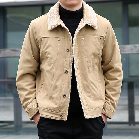 Herren Kurzjacke mit Teddyfutter und Umlegekragen, winddichte Übergangsjacke Nord Taschen