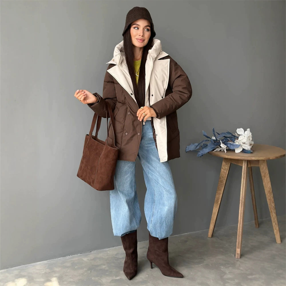 Damen wattierte Doppelreiher-Parka mit abnehmbarer gesteppter Innenweste Nord Taschen