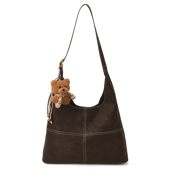Damen moderne Wildleder-Handtasche mit verspieltem Anhänger Nord Taschen